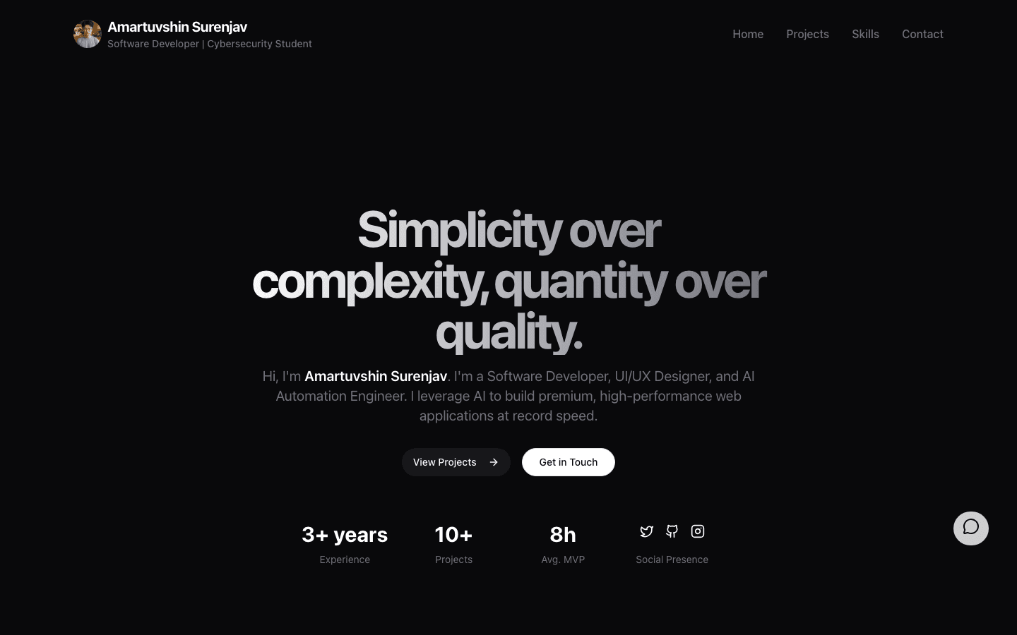 Personal Portfolio — Хувийн · Portfolio built by Amartuvshin Surenjav